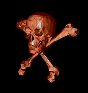 Skull with bones on a black background. Print, clothes Stock Illustration