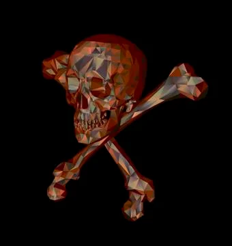 Skull with bones on a black background. Print, clothes Ilustração Stock