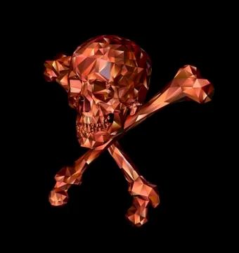 Skull with bones on a black background. Print, clothes Иллюстрация