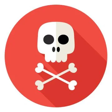 Skull with Bones Circle Icon Stock Illustration