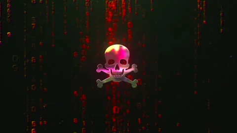 Skull bones Digital Hacker Program Coding  Futuristic Hacking Codes Stock Footage 291170377