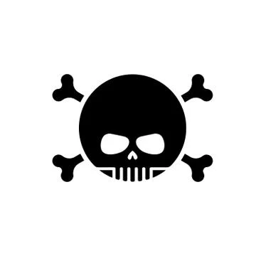 Skull with bones emoji. Head of skeleton icon. Stock Illustration