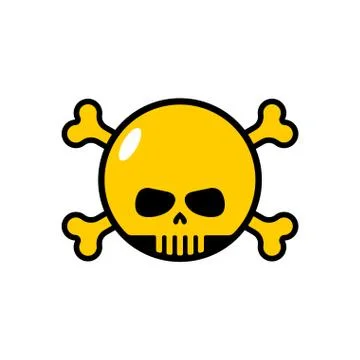 Skull with bones emoji. Head of skeleton icon. Illustrazione stock