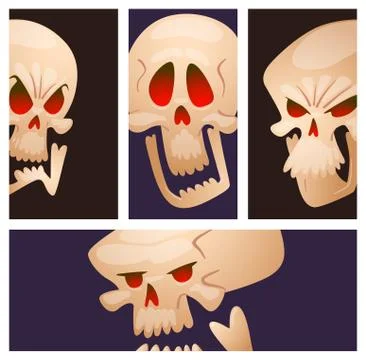 Skull bones human face halloween cards horror crossbones fear scary vector Stock Illustration