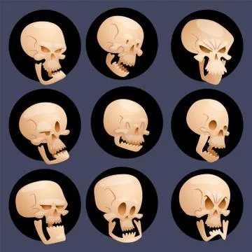 Skull bones human face halloween horror crossbones fear scary vector Stock Illustration