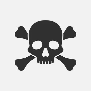 Skull with bones isolated on white background. Vector illustration. Stock Illustration