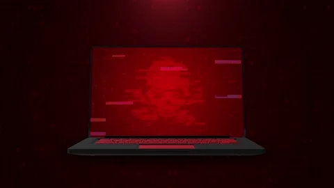 Skull with bones made from letters with broken technology glitch. software Stock Footage 183420647