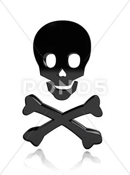 Skull with bones over white background Stock Illustration