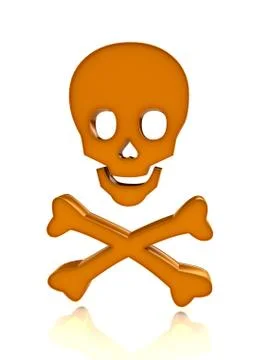 Skull with bones over white background Stock Illustration