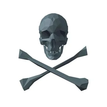 Skull with bones polygonal. Vector illustration. 스톡 일러스트