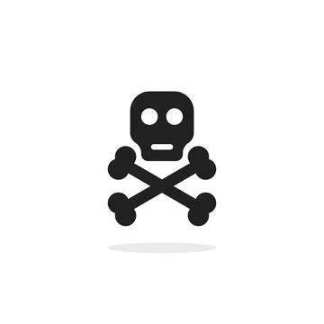 Skull with bones simple black icon Stock Illustration