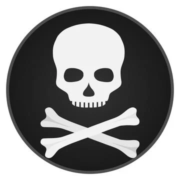 Skull with bones. Skull and bones on a black background. Stock Illustration