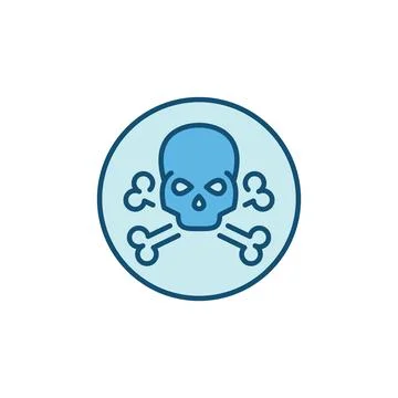 Skull with Bones vector Crossbones round modern icon Stock Illustration