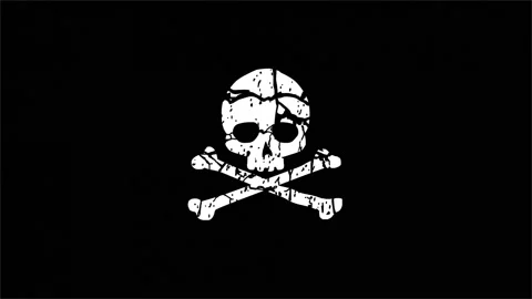 Skull with bones. White and red on a black background 4K Stock Footage 138893031