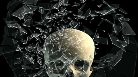 Skull breaking window Stock Footage 8848048