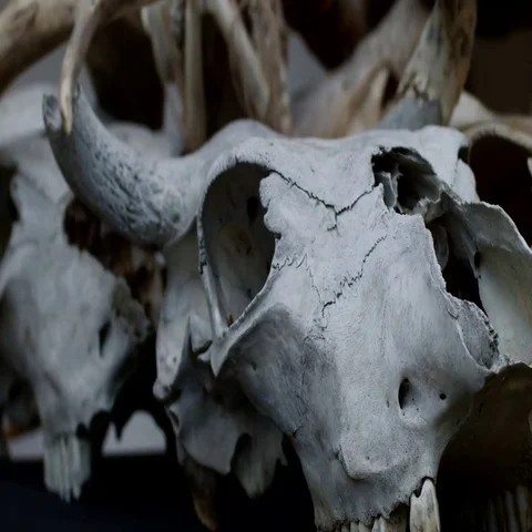The skull of a buffalo, cow Stock Footage 69383971