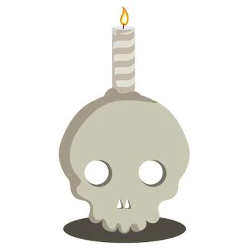 Skull with a burning candle Stock Illustration