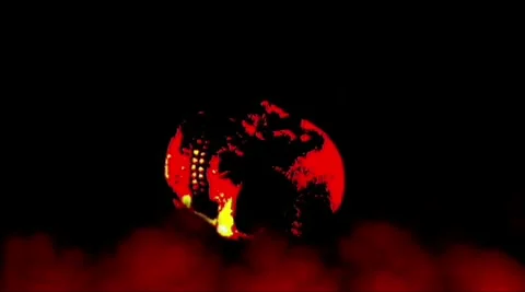 A skull burning in the flames of hell Stock Footage 168220153