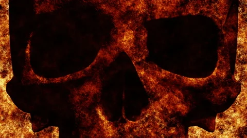 Skull burning hell loopable background Stock Footage 201239710