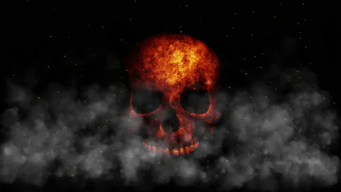 Skull burning hell loopable background Stock Footage 201240002