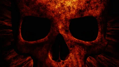 Skull burning hell loopable background Stock Footage 201240454