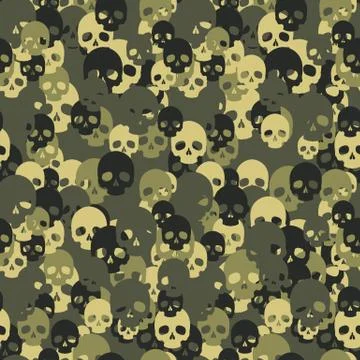Skull camo seamless pattern. Green camouflage. Stock Illustration