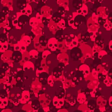Skull camo seamless pattern. Red camouflage. Stock Illustration
