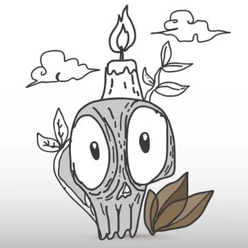 Skull with candle Stock Illustration