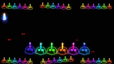 Skull candle rainbow and the fire spirits ghost flying in Halloween night back Stock Footage 138293930