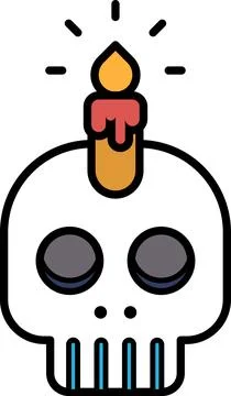A skull with a candle on top of it Stock Illustration