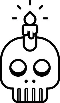 A skull with a candle on top of it Stock Illustration