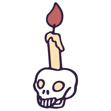 Skull candlestick icon on white isolated backdrop Stock Illustration
