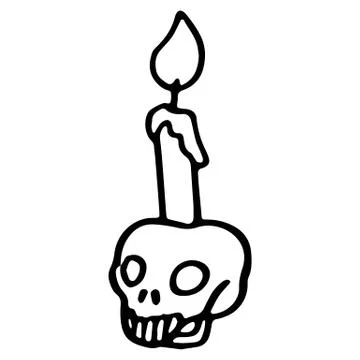 Skull candlestick on white isolated backdrop Stock Illustration