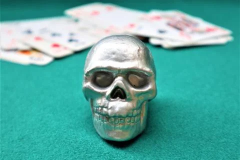The skull with on the cards Stock Photos