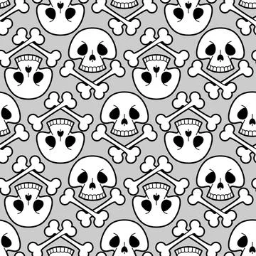Skull cartoon Pattern seamless. funny skeleton Background. bone texture Stock Illustration