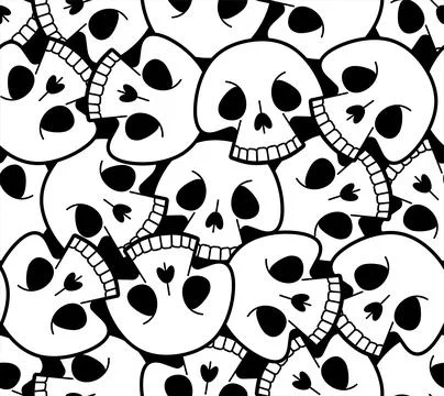 Skull cartoon Pattern seamless. funny skeleton Background. bone texture Stock Illustration