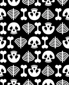 Skull cartoon Pattern seamless. funny skeleton Background. bone texture Stock Illustration