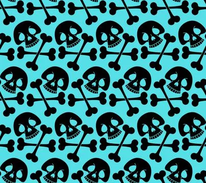 Skull cartoon Pattern seamless. funny skeleton Background. bone texture Stock Illustration
