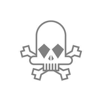 Skull cartoon simple geometric shape. Skeleton head abstract. vector illustra Illustrazione stock