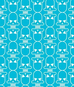 Skull cartoon simple pattern seamless. Skeleton head abstract background. vec Stock Illustration