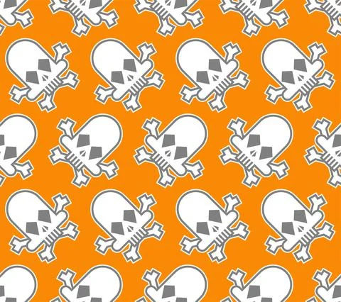 Skull cartoon simple pattern seamless. Skeleton head abstract background. vec Illustrazione stock