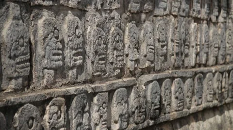 Skull Carvings at Chichen Itza Mexico Stock Footage 40696974