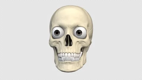 Skull chatters his teeth - 3d render looped with alpha channel. Stock Footage 258228386