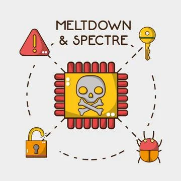 Skull chip with security spider and padlock イラスト素材