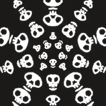 Skull Circle Pattern Illustration – Gothic Artwork, Repeating Design Ilustración de archivo