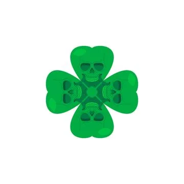 Skull clover. Four leaf clover for good luck with a skeleton Stock Illustration