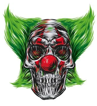 Skull Clown hand drawn. vector illustration Stock Illustration