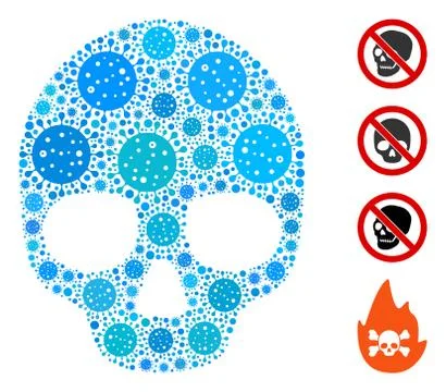 Skull Collage of CoronaVirus Elements Stock Illustration