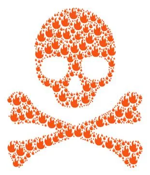 Skull Collage of Fire Flame Icons Stock Illustration