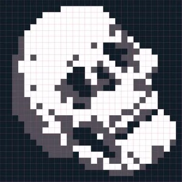 Skull collected from pixels. Stock Illustration
